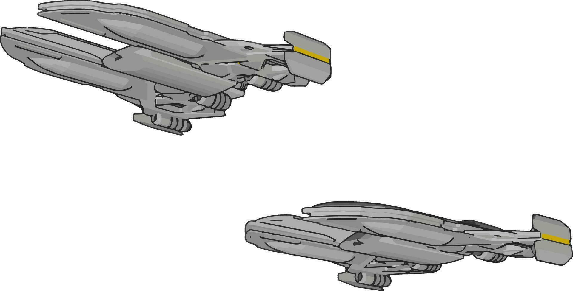 vector illustratie Aan wit achtergrond van twee wit heelal kruisers