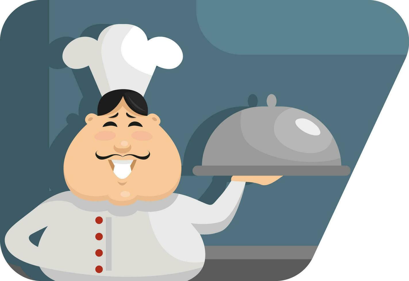 chef Holding kom met voedsel, illustratie, vector Aan een wit achtergrond.