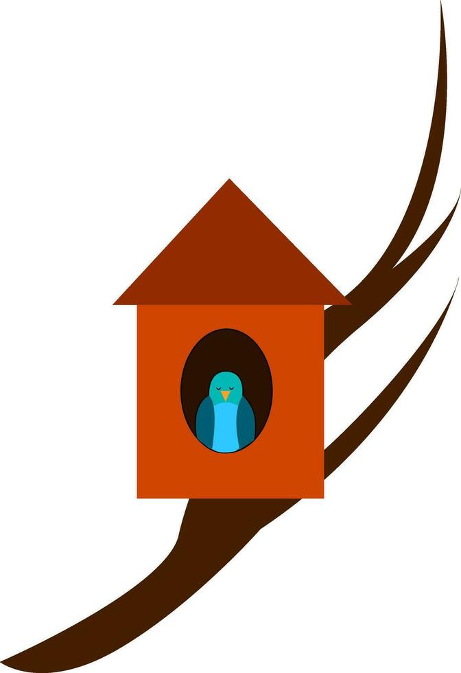 blauw vogel met groot ogen, vector kleur illustratie.