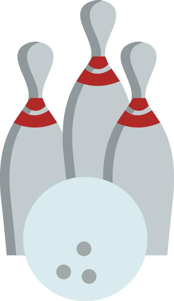 bowling bal en pinnen, vector kleur illustratie.