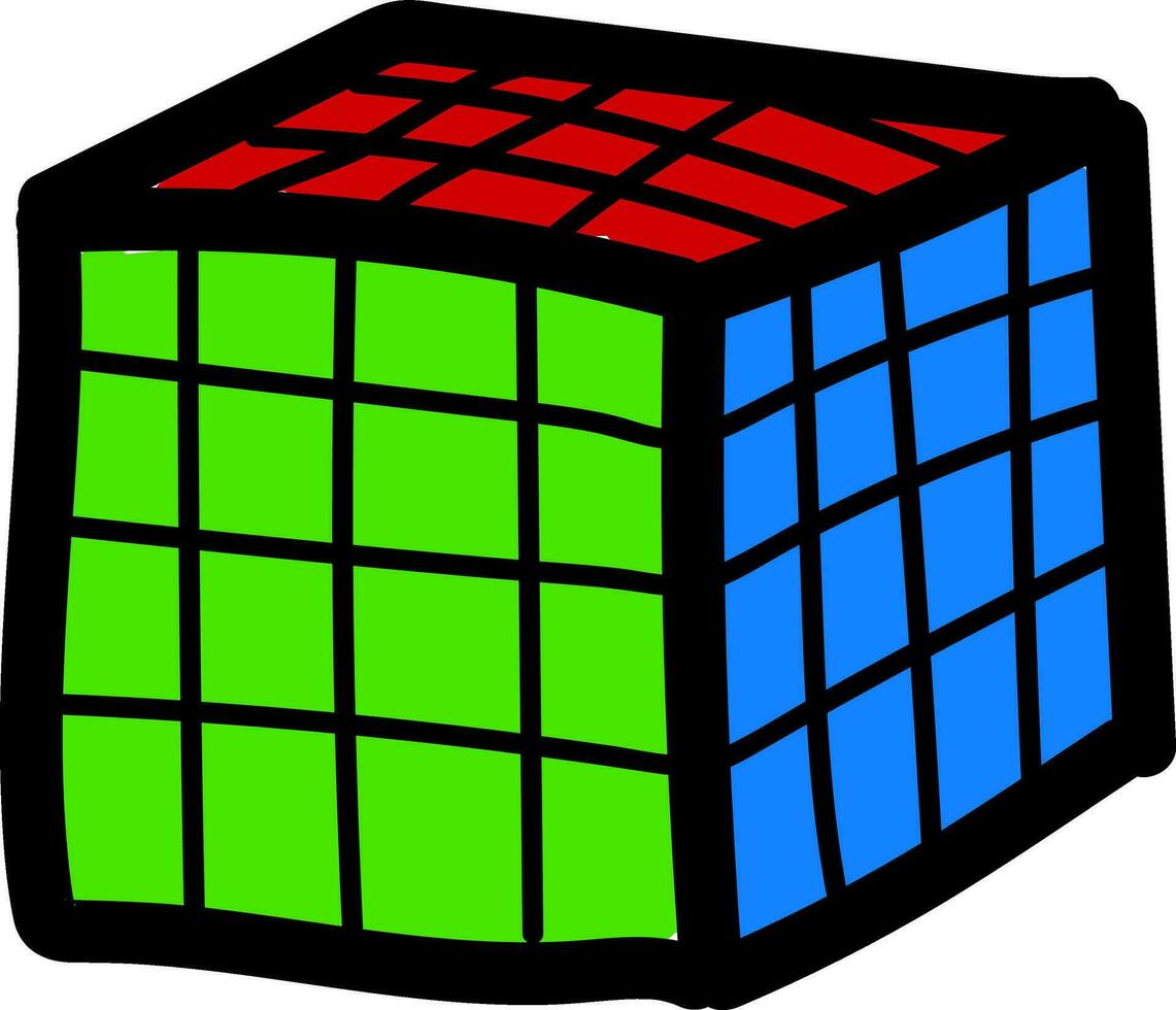 rubik's kubus 4x4 illustratie vector Aan wit achtergrond