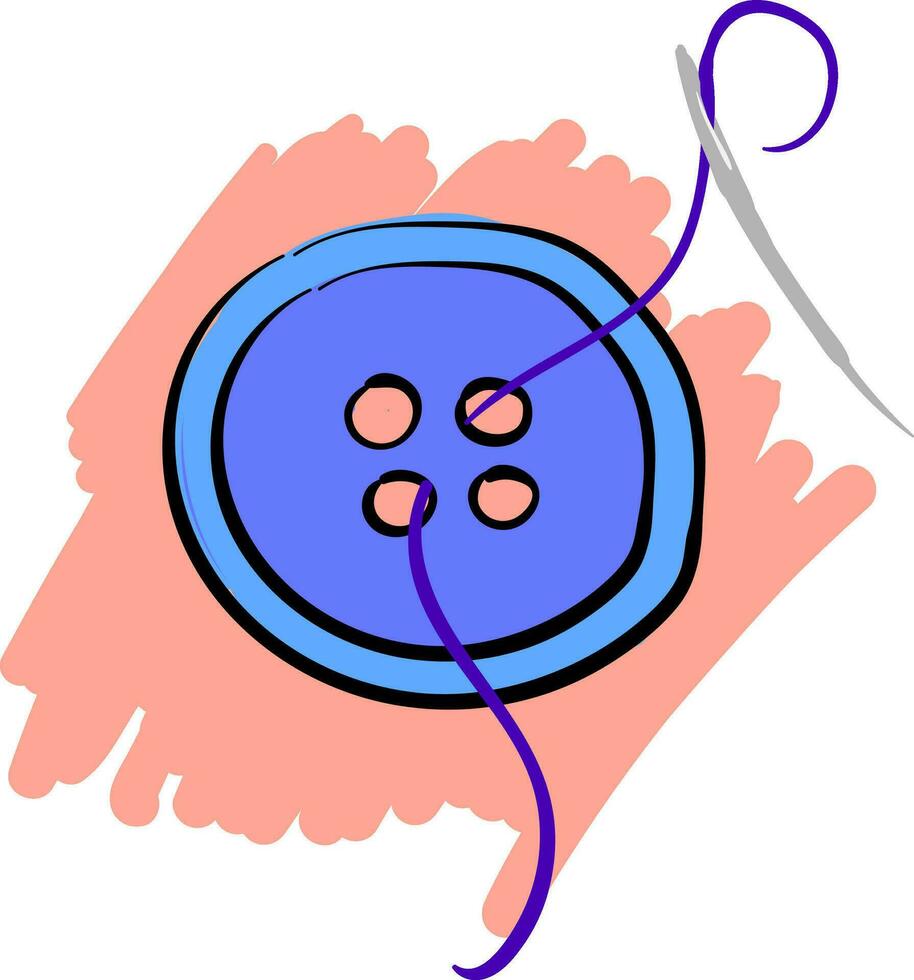 naald- blauw knop en Purper draad vector illustratie