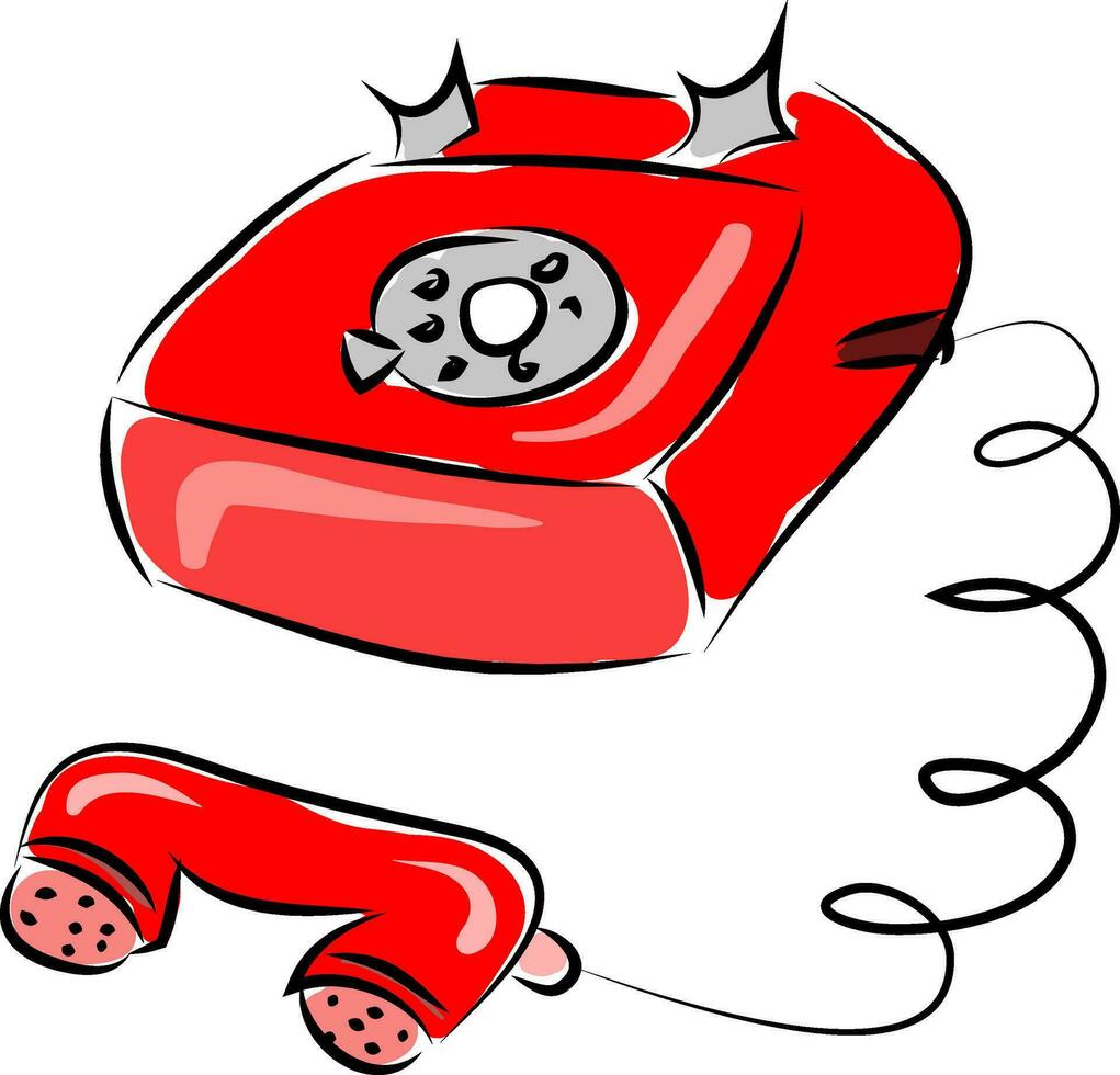 oud rood telefoon illustratie vector Aan wit achtergrond