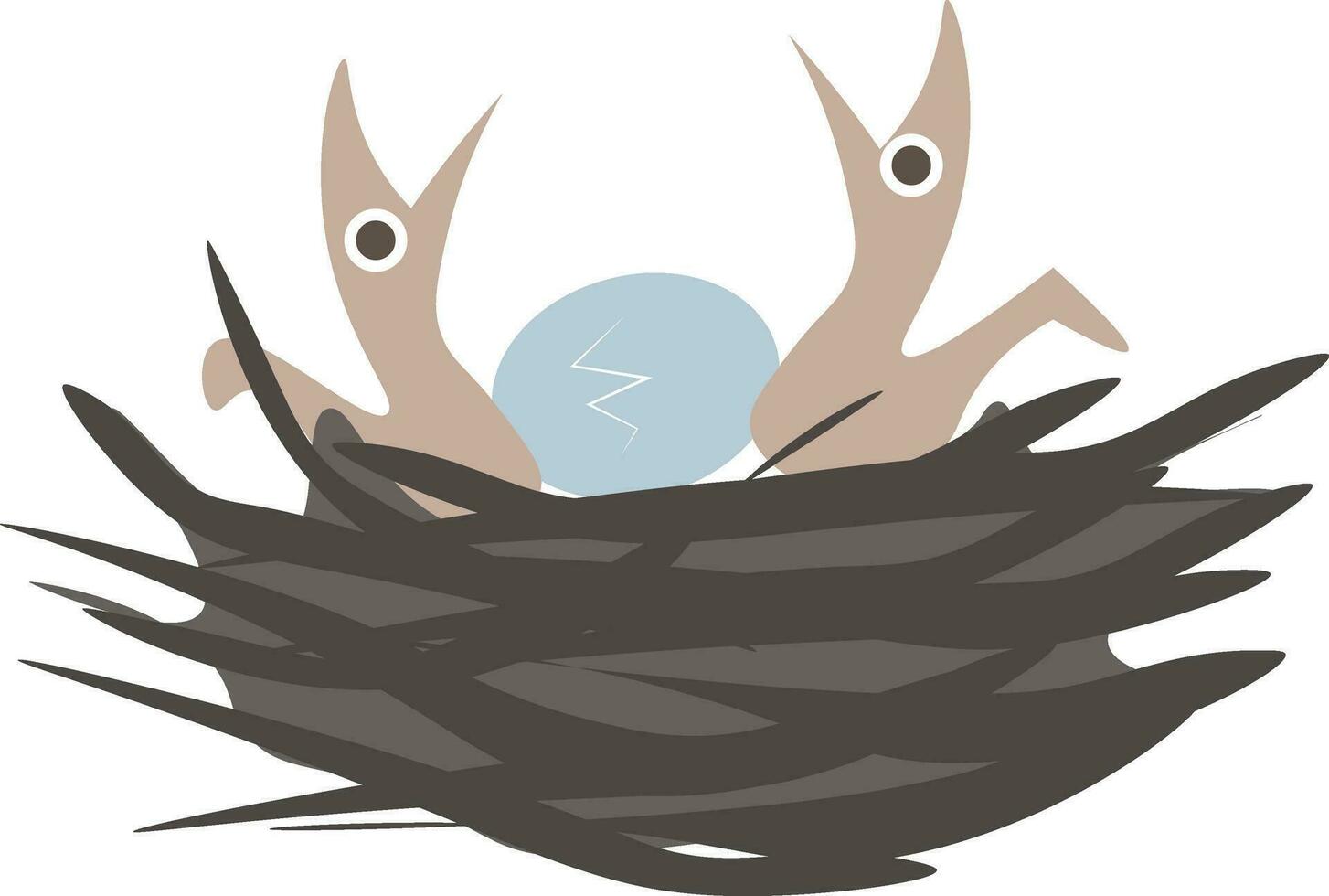 mooi familie in een nest vector of kleur illustratie