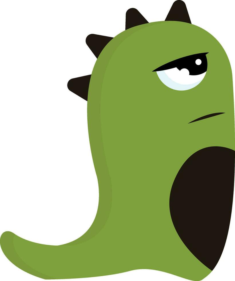een lelijk groen monster met bruin hoorns vector of kleur illustratie