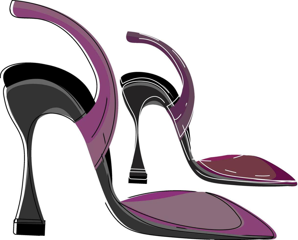 hoog hiel- schoenen vector of kleur illustratie