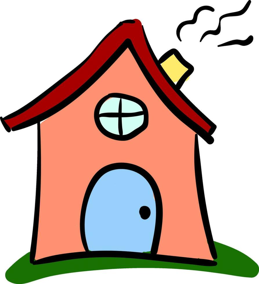 een rood dak huis vector of kleur illustratie