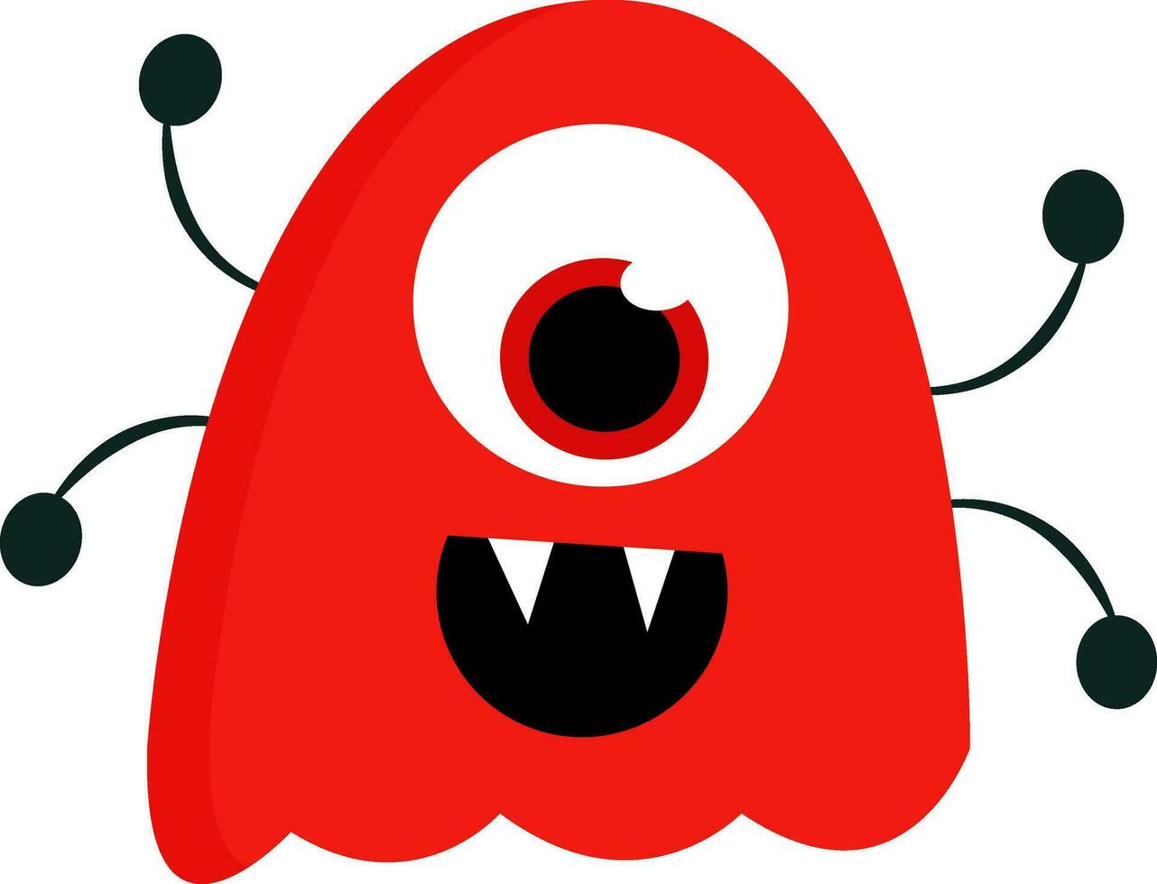 een rood monster met vier handen vector of kleur illustratie