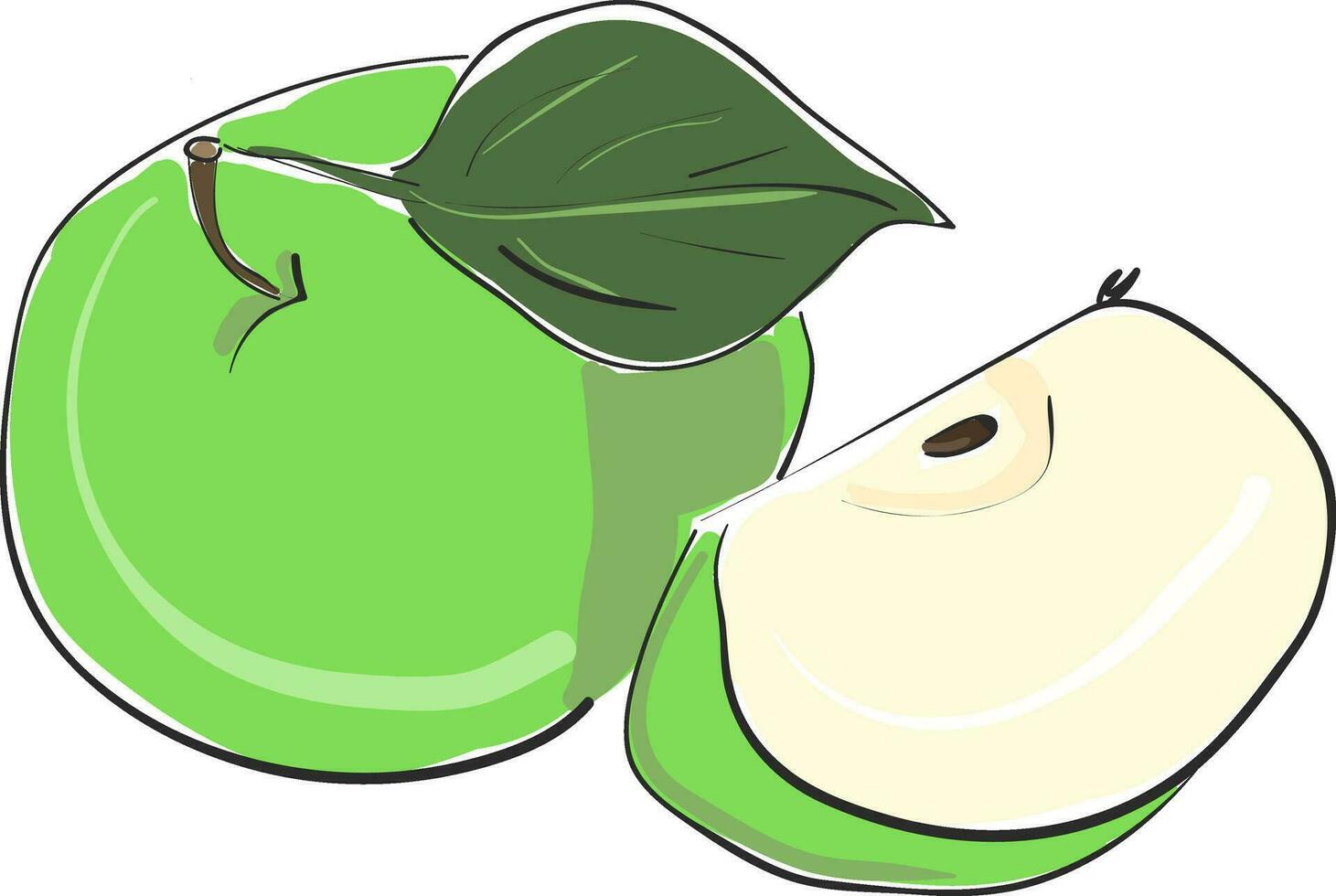 gesneden groen appel vector of kleur illustratie