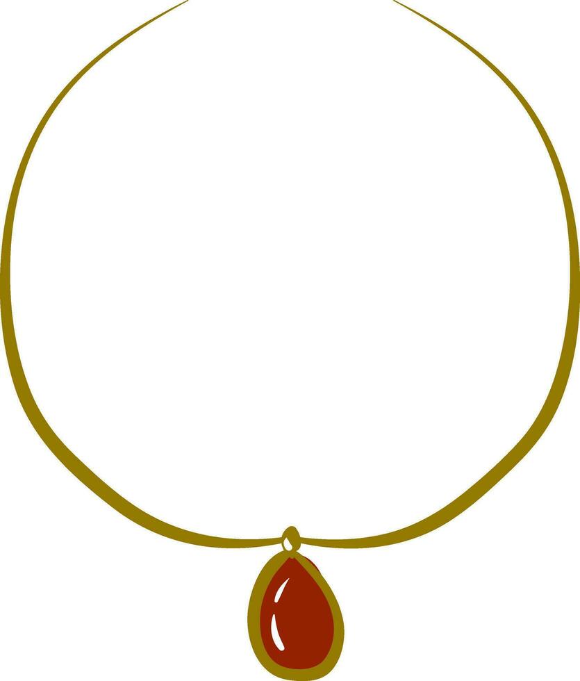 ketting met rood 2 steen, vector of kleur illustratie.