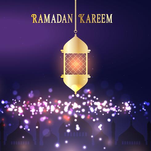 Ramadan Kareem-achtergrond met hangende lantaarn vector