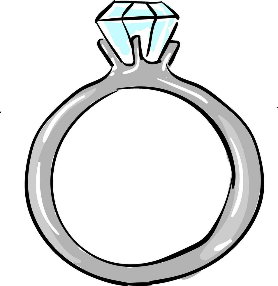 schilderij van een wit diamant ring, vector of kleur illustratie.