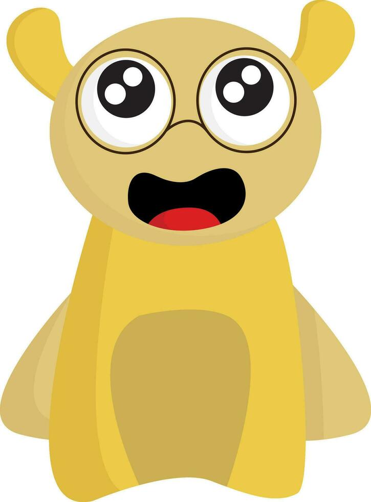 clip art van een grappig geel monster vervelend bril, vector of kleur illustratie.