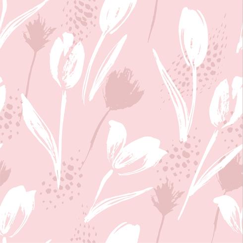 Abstract floral naadloze patroon tulpen. Trendy hand getrokken texturen. vector