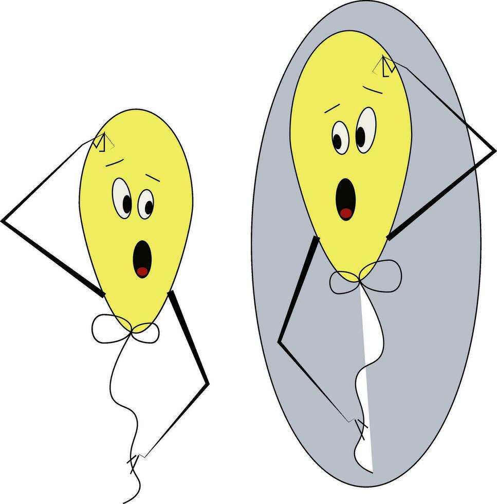 clip art van twee geel gekleurd verbaasd ballonnen vector of kleur illustratie