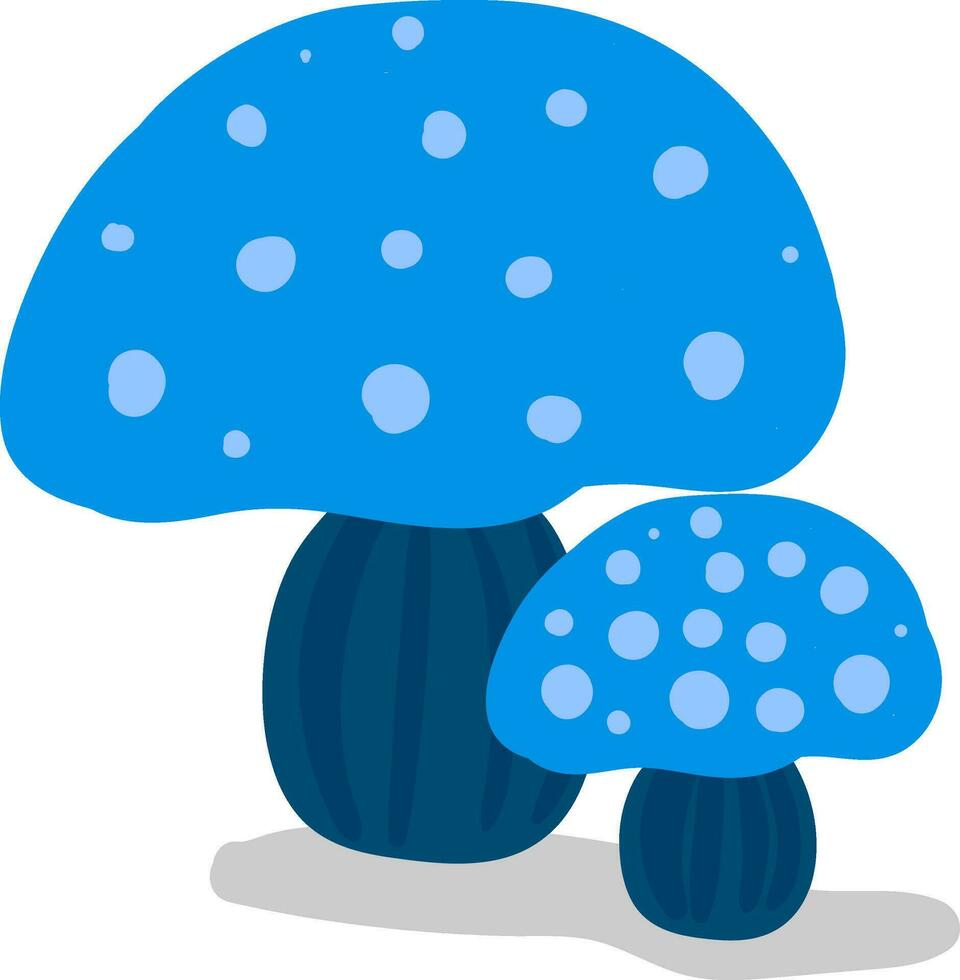 clip art van twee mooi blauw gekleurd champignons vector of kleur illustratie