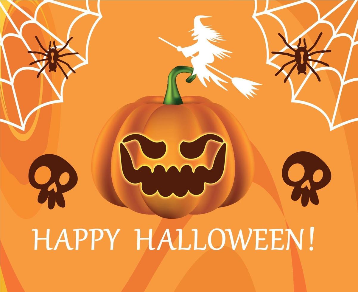 halloween vakantie vector trick or treat met pompoenspin en spook