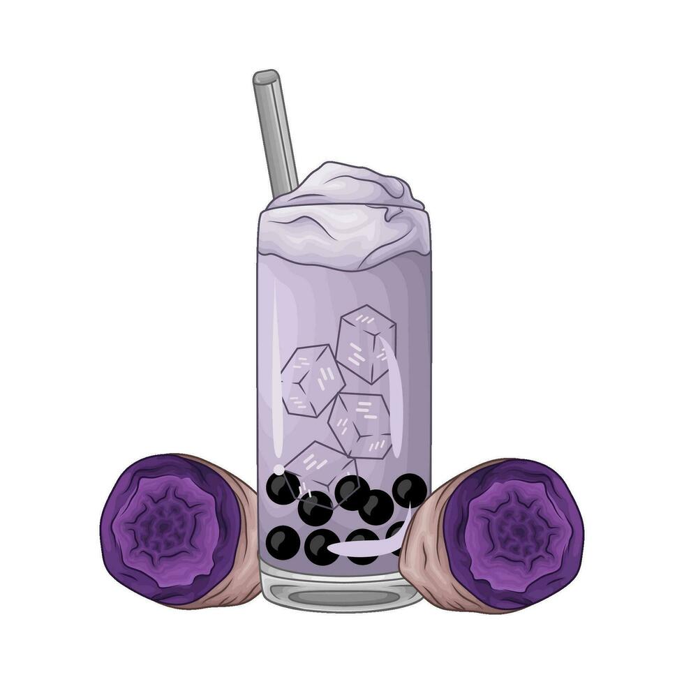 taro drinken met taro Purper zoet aardappel illustratie vector