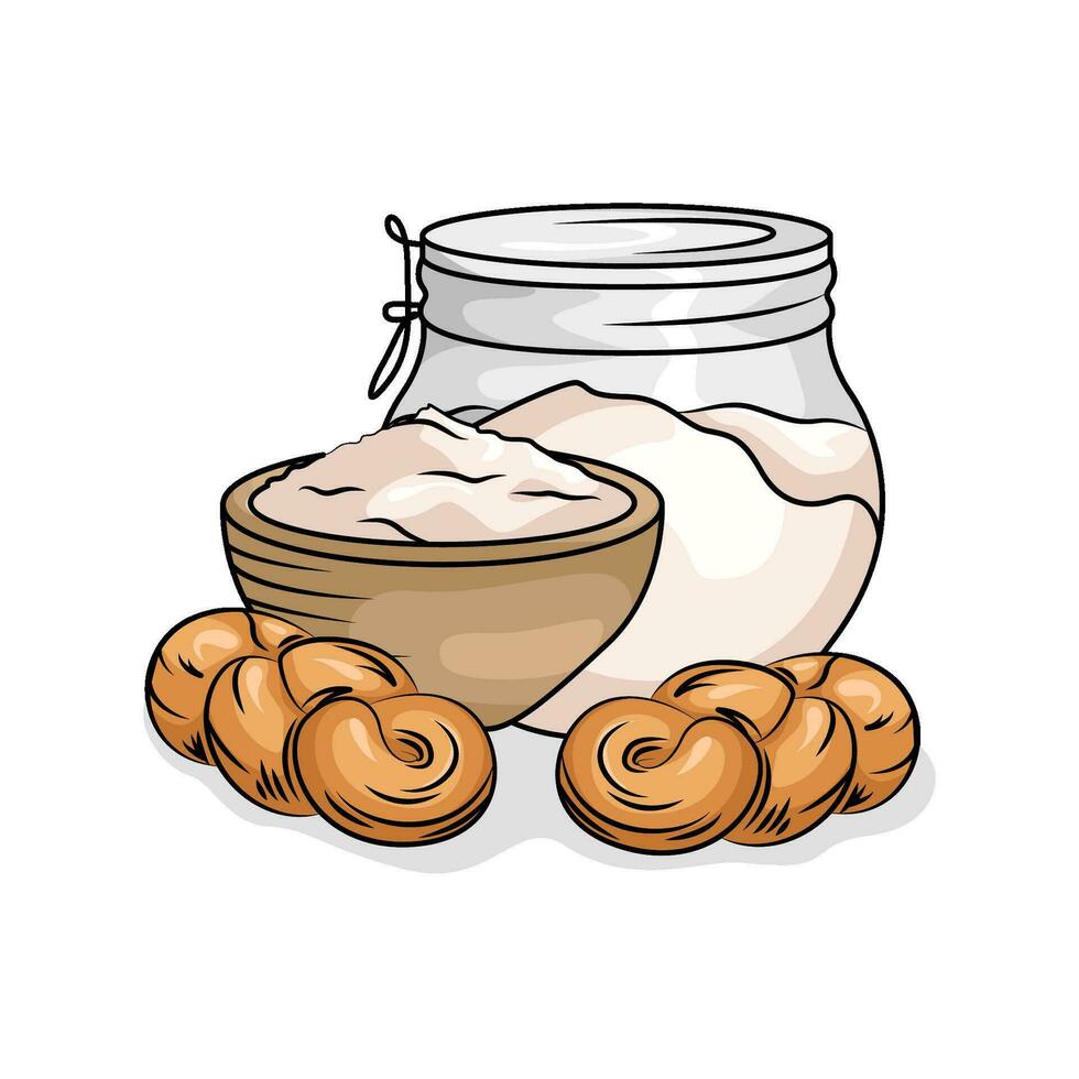 meel brood met gebakje illustratie vector