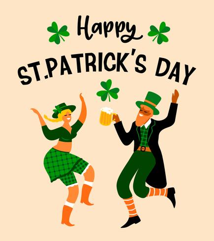 Saint Patricks Day. Vectorillustratie met grappige mensen vector