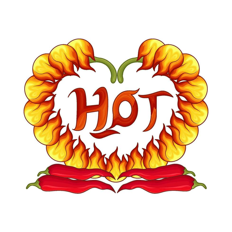 heet Chili met heet brand liefde illustratie vector