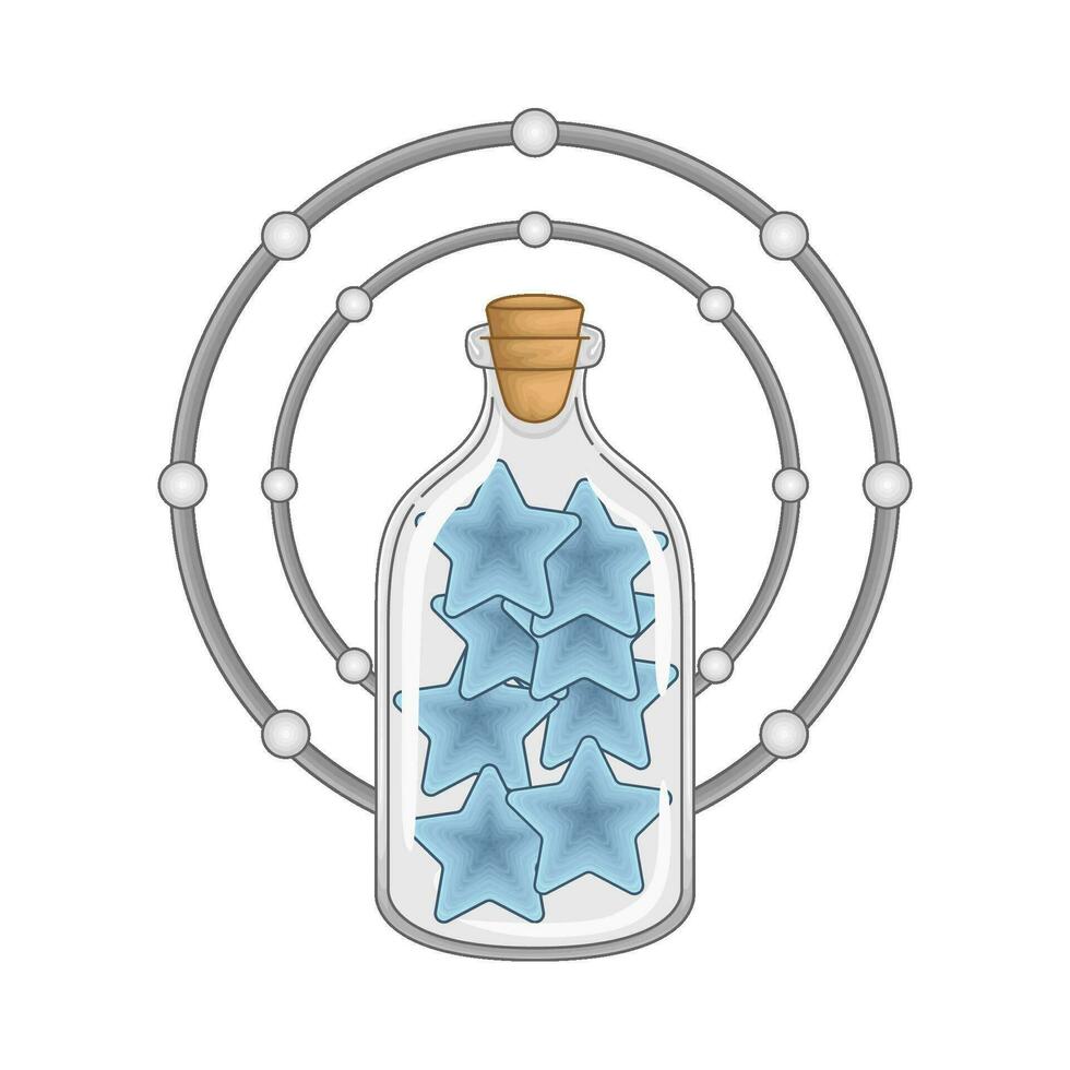 ster blauw in fles glas met element illustratie vector