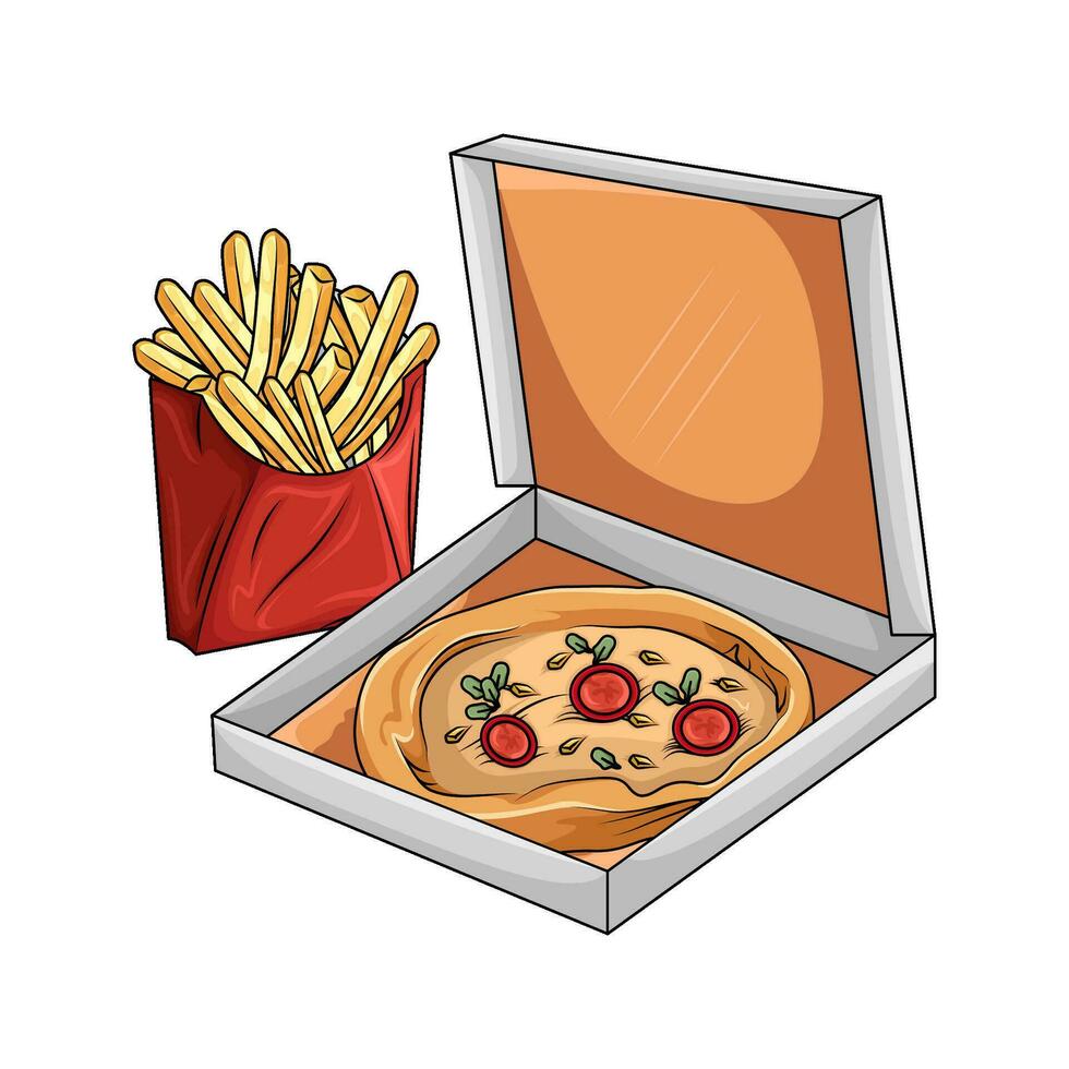 pizza met Frans Patat illustratie vector