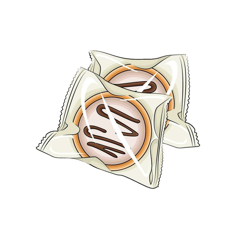 donut in plastic verpakking illustratie vector