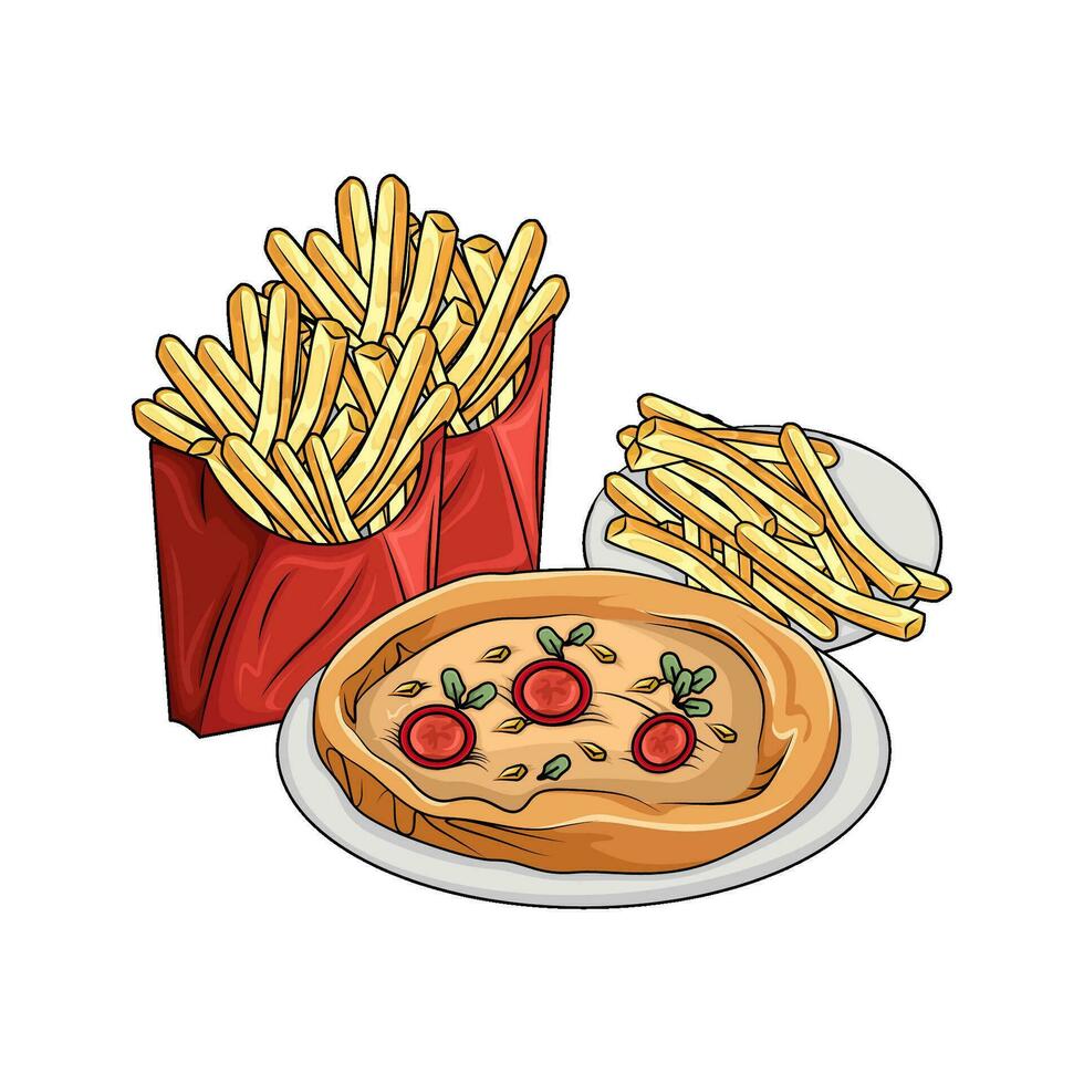 pizza met Frans Patat illustratie vector