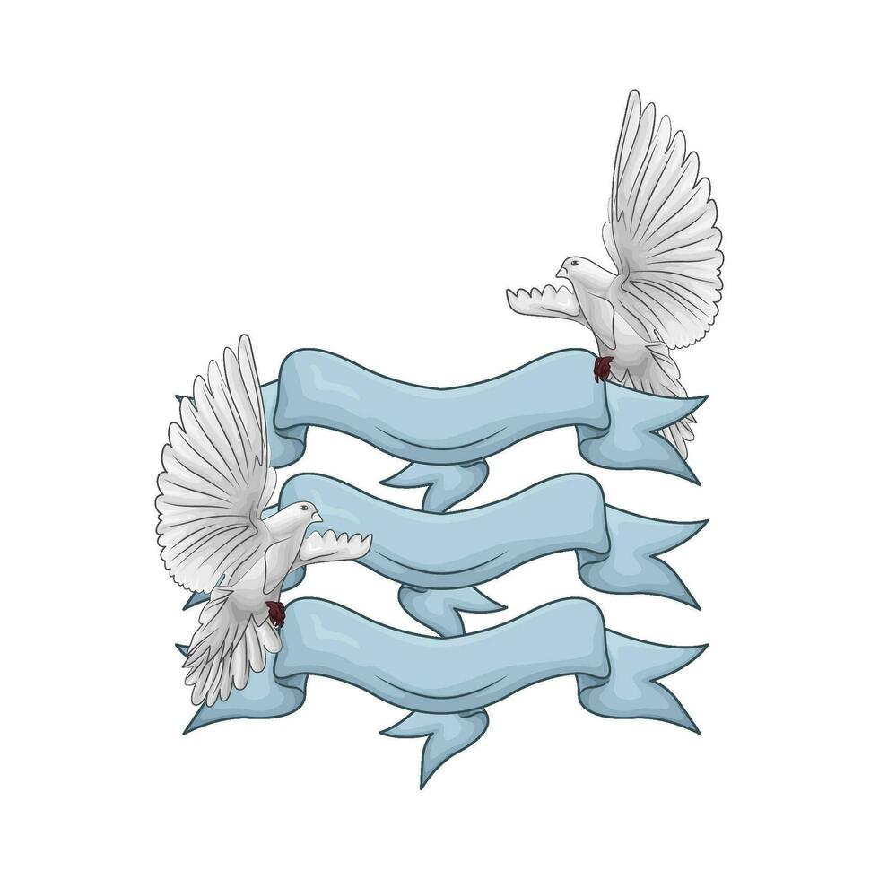 blauw lint decoratie met vogel illustratie vector