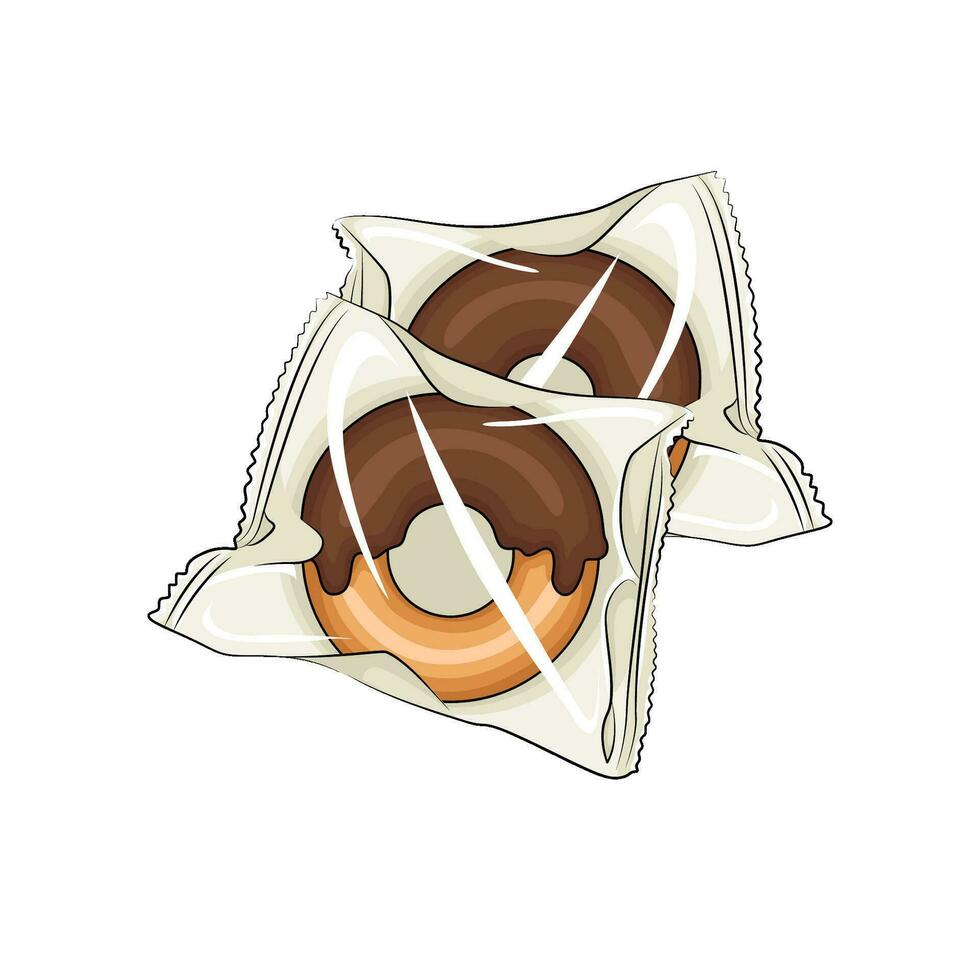 donut in plastic verpakking illustratie vector