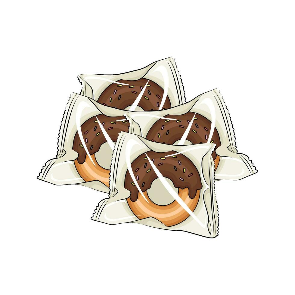 donut in plastic verpakking illustratie vector