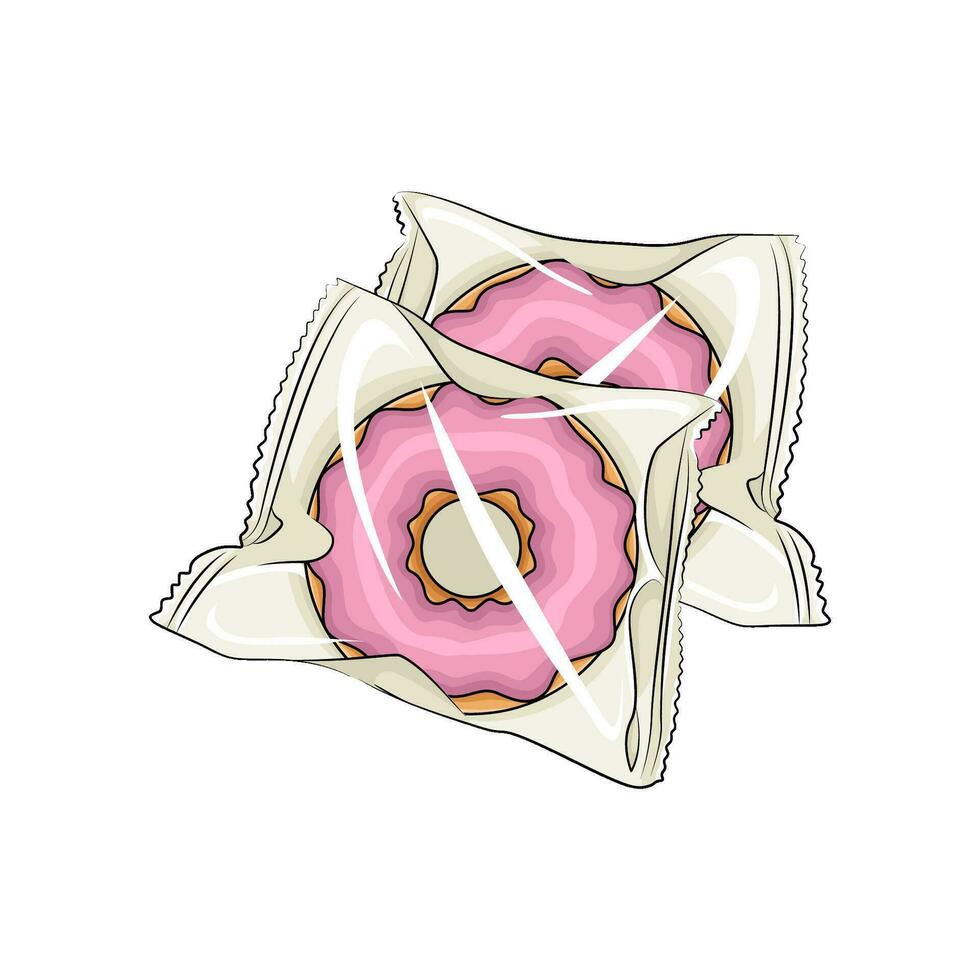 donut in plastic verpakking illustratie vector