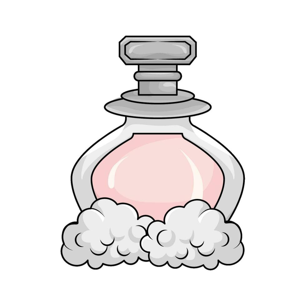 parfum fles verstuiven met rook illustratie vector