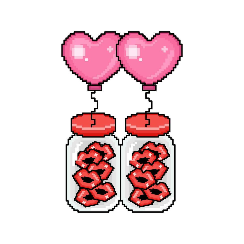pixel liefde met liefde ballon illustratie vector