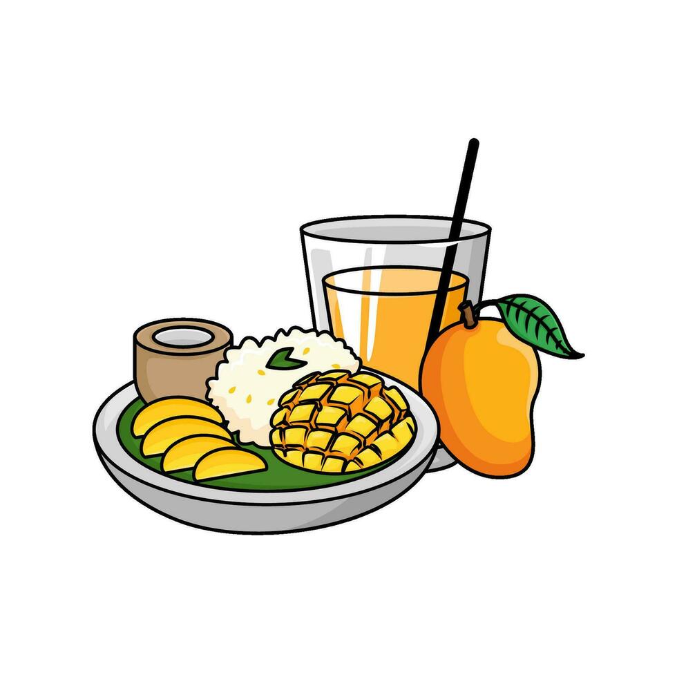 mango fruit, sap mango met mango voedsel illustratie vector
