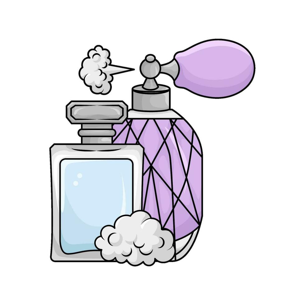 parfum fles verstuiven met rook illustratie vector