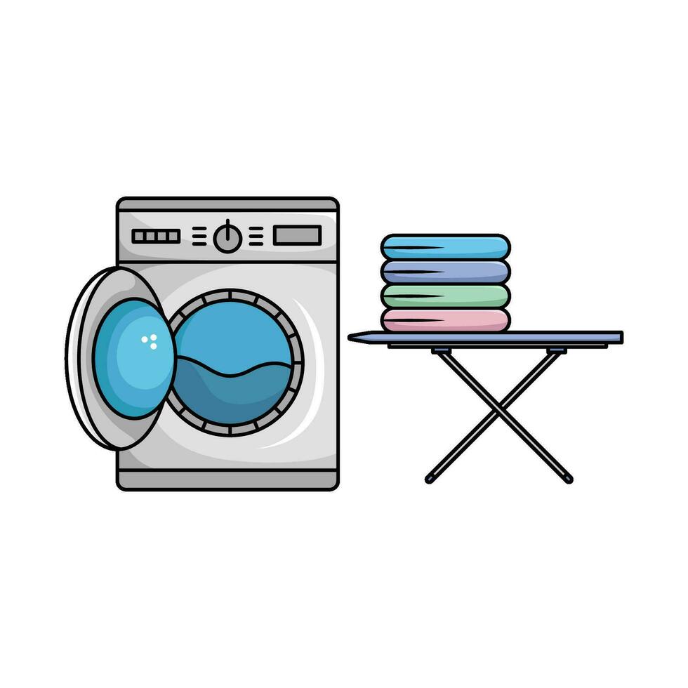 het wassen machine met wasserij illustratie vector