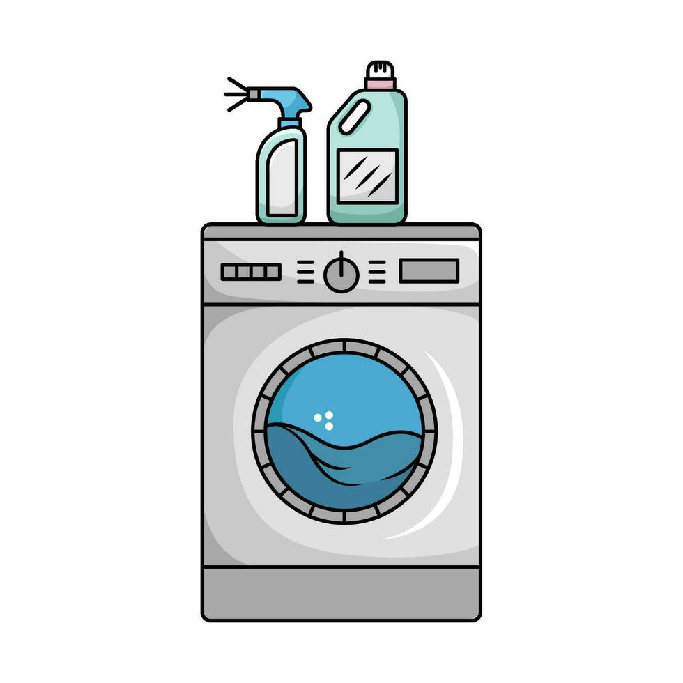 het wassen machine met wasmiddel illustratie vector
