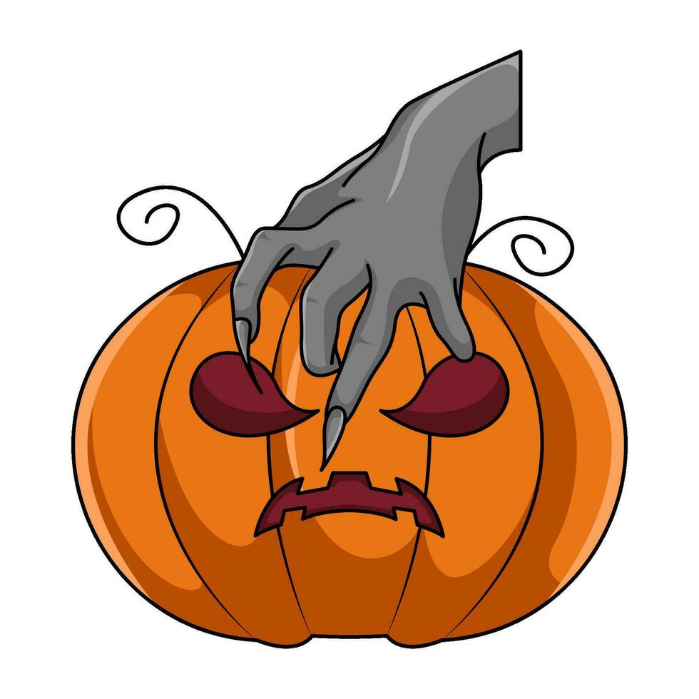 hand- in pompoen halloween illustratie vector