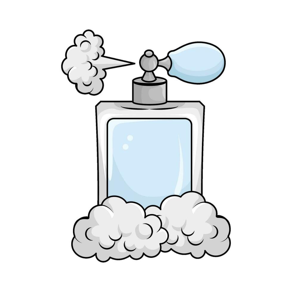 parfum fles verstuiven met rook illustratie vector