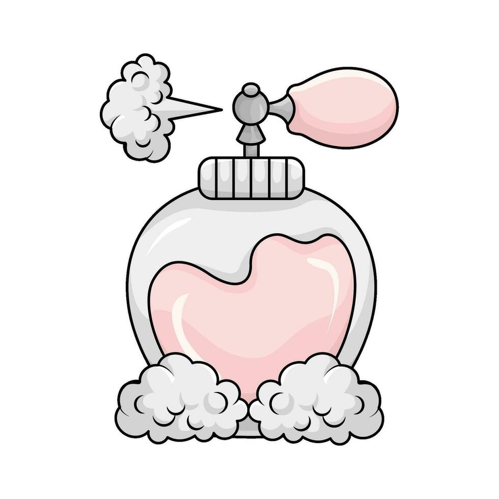 parfum fles verstuiven met rook illustratie vector