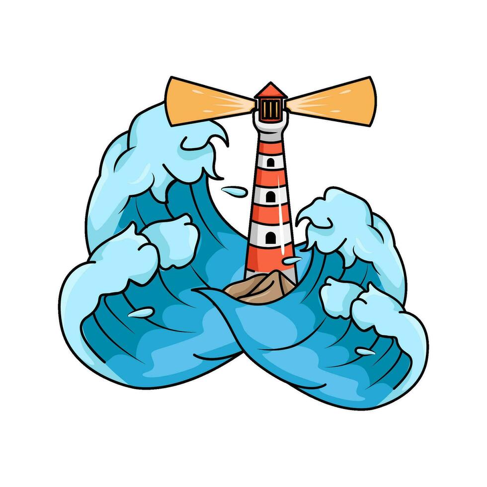 zee Golf met mercusuar illustratie vector