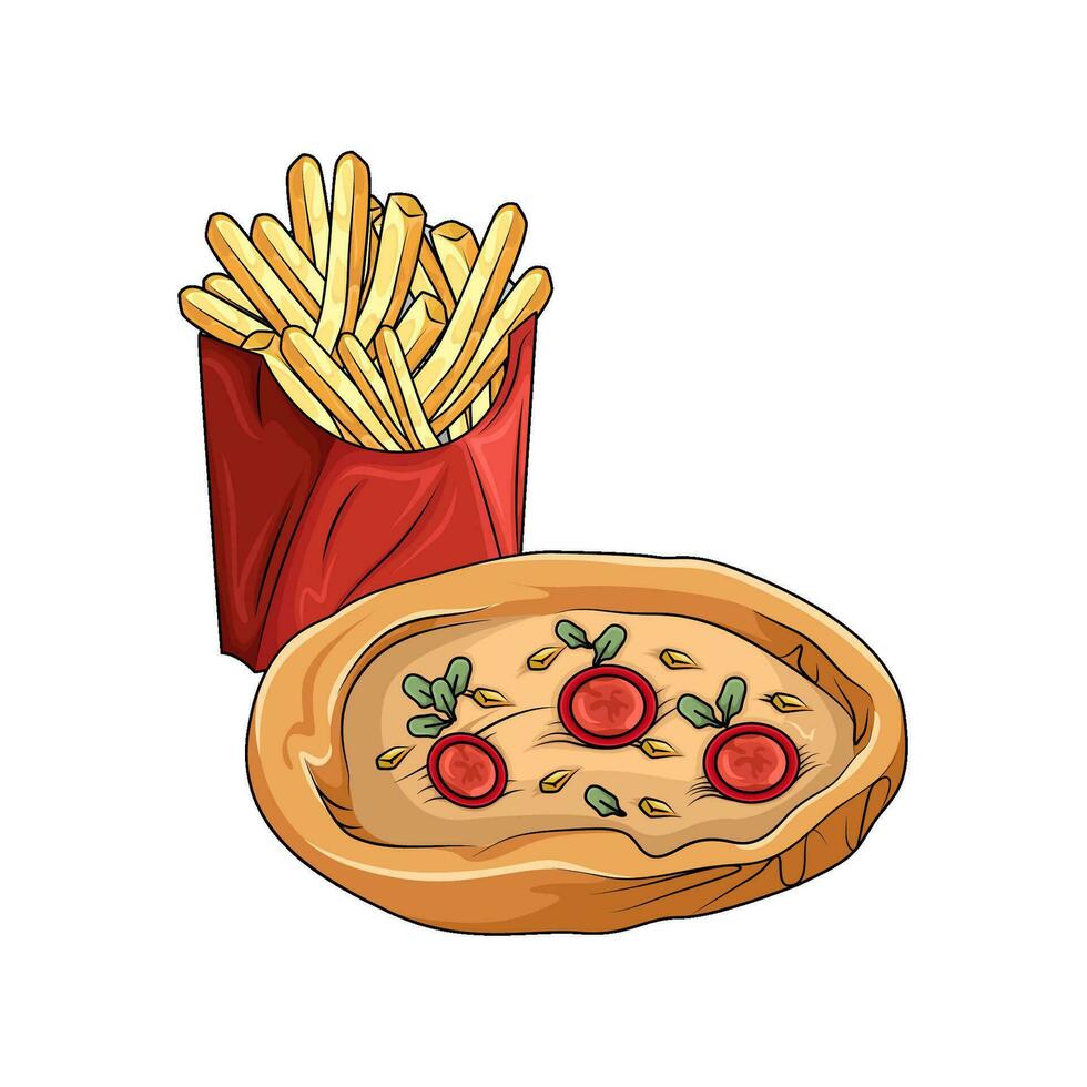 pizza met Frans Patat illustratie vector