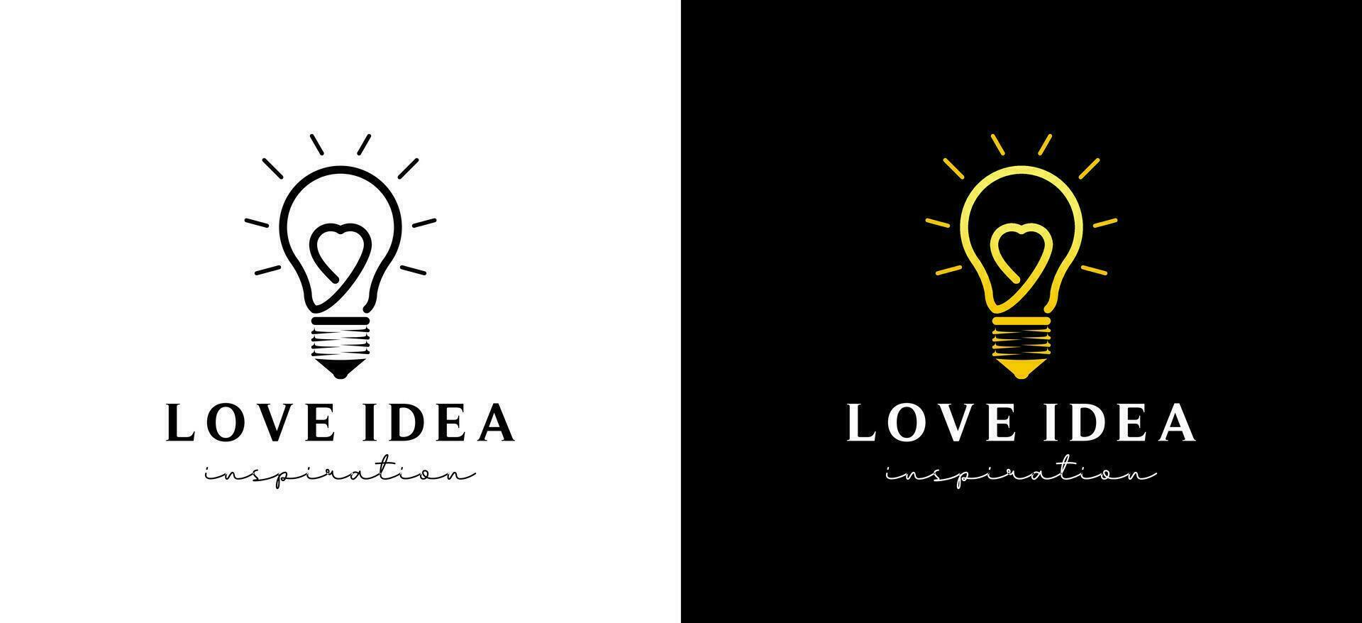 creatief liefde licht lamp idee logo voor technologie ontwerp, inspiratie, creativiteit, innovatie vector