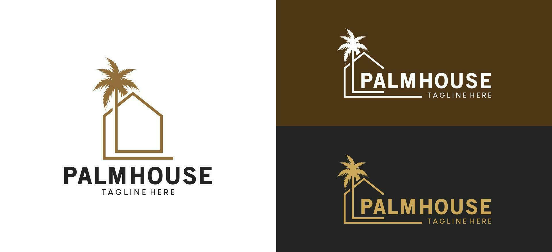 minimalistische palm boom huis logo ontwerp met creatief lijn stijl vector