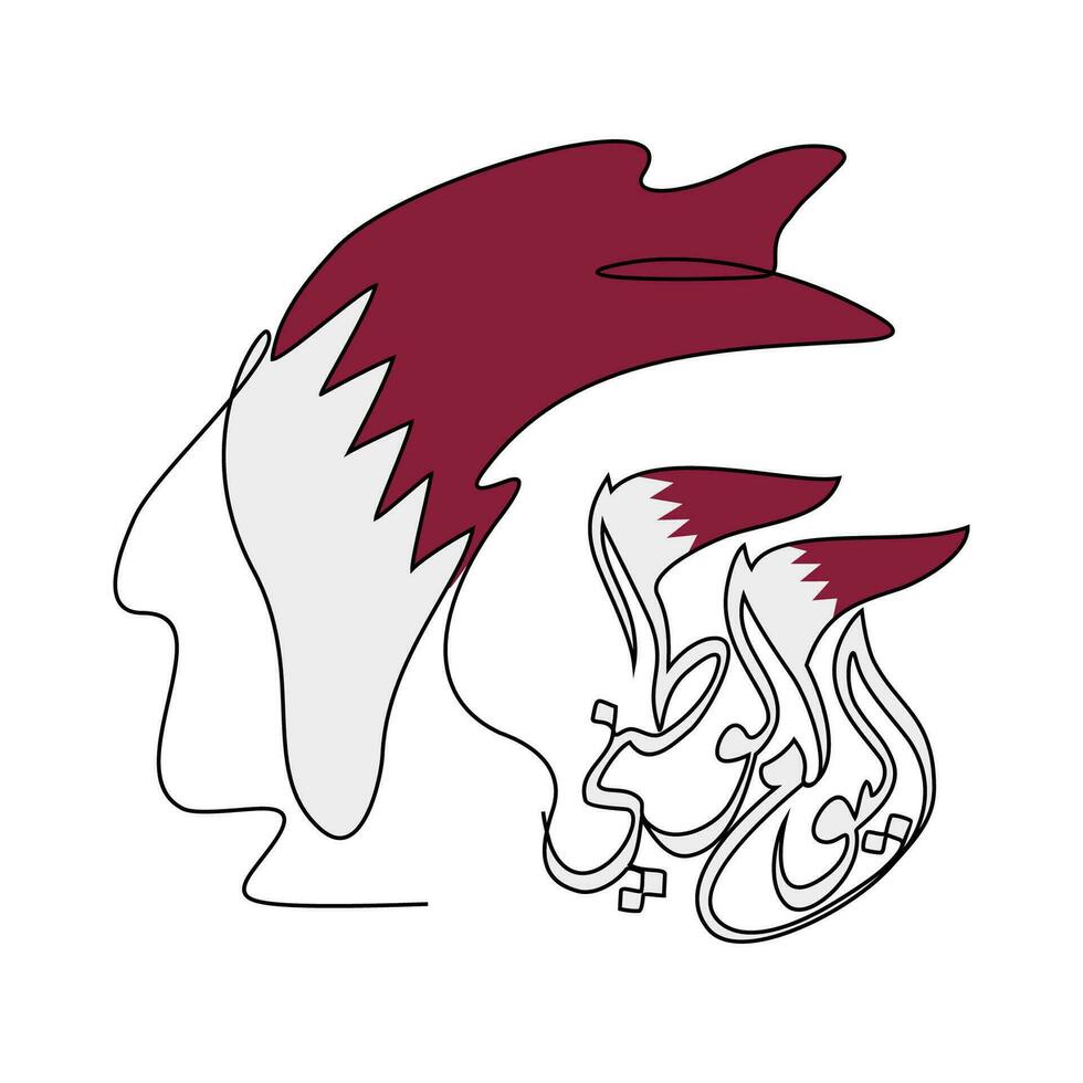 een doorlopend lijn tekening van qatar nationaal dag vector illustratie Aan december 18e. qatar nationaal dag ontwerp in gemakkelijk lineair stijl illustratie. geschikt voor groet kaart, poster en spandoek.