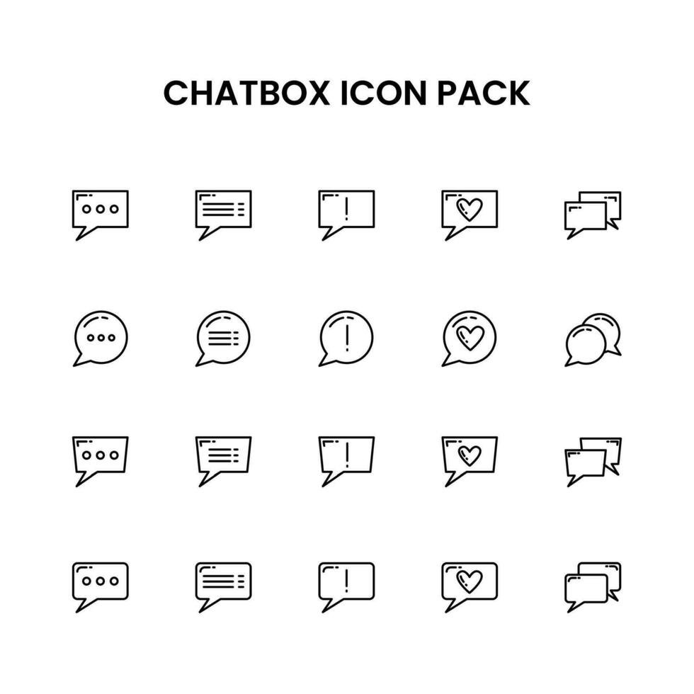 chatbox dun schets icoon pak vector