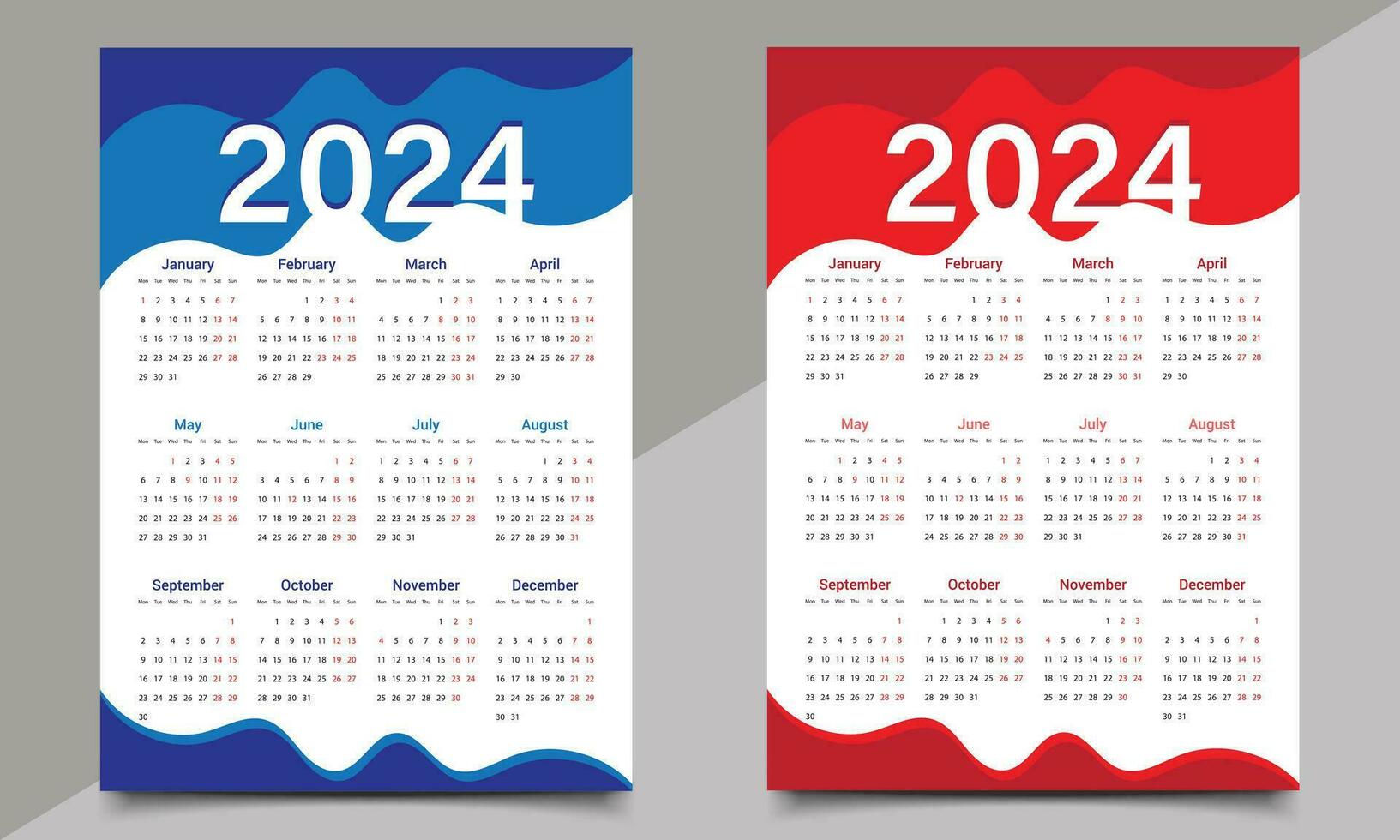 kalender ontwerp sjabloon. een bladzijde of muur kalender ontwerp. vector
