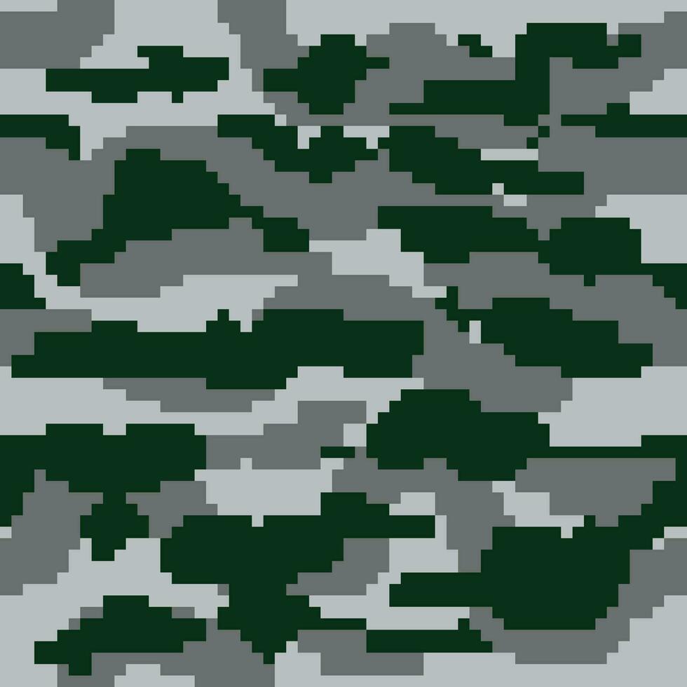 een pixel stijl camouflage patroon in groen en grijs vector